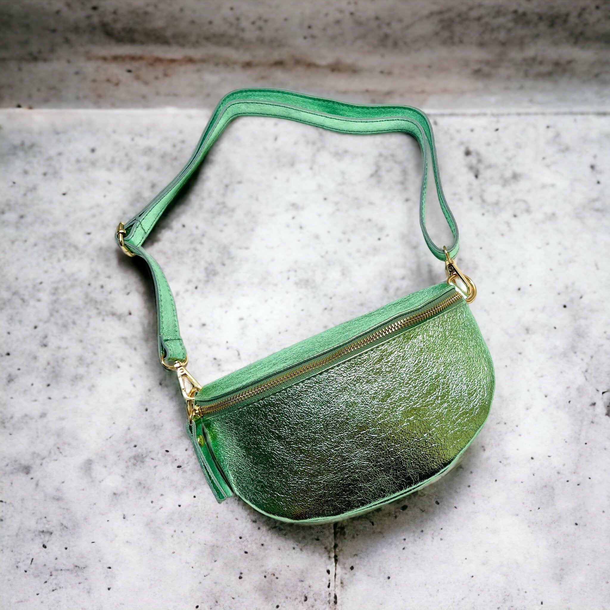 Green leather sale fanny pack