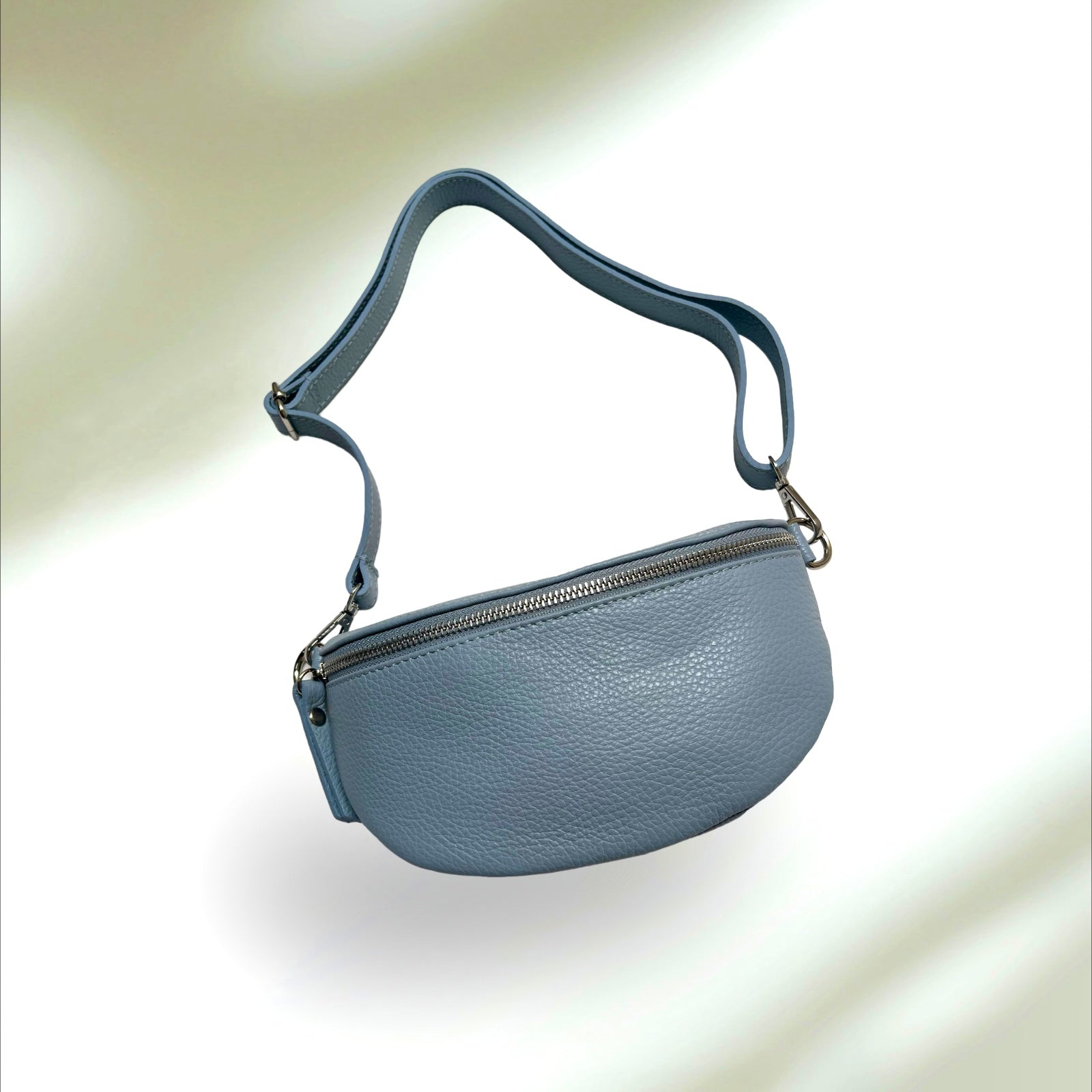 Baby Blue Leather Cross Body-Waist Bag